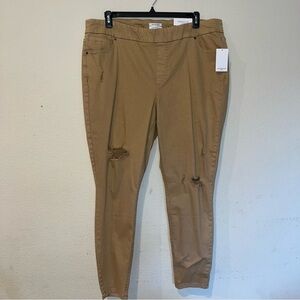 Westbound Woman Tan high rise skinny distressed jeans manufactured rips